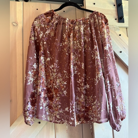 NWT Lovestitch Floral Lurex Chiffon Blouse - Picture 7 of 7